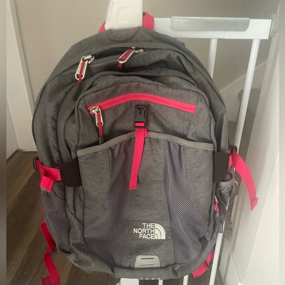 The North Face Gray and Magenta Backpack